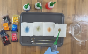 タオルペーパーを使った模様染めの色目確認